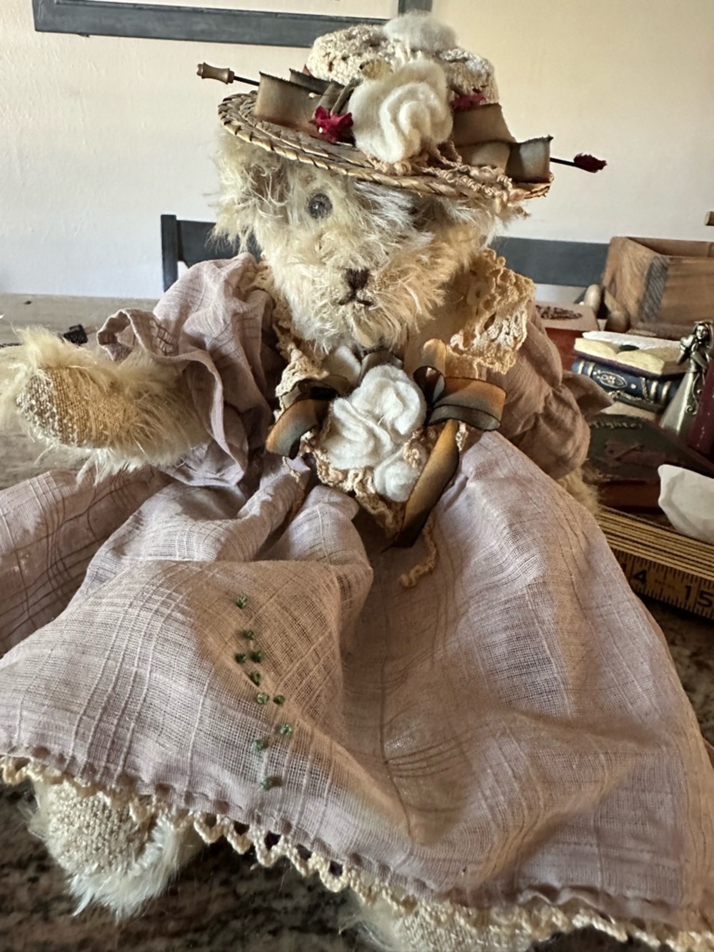 Vintage-Style Beige Decorative Bear Doll by